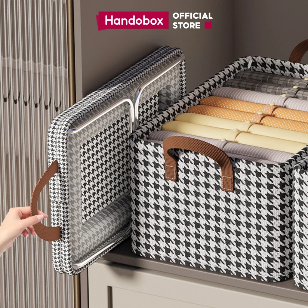 Hộp Đựng Quần Áo Đồ Lót Quần Jean Handobox Túi Vải Đựng Đồ Đa Năng Gấp Gọn Có Khung Thép Chia Ngăn
