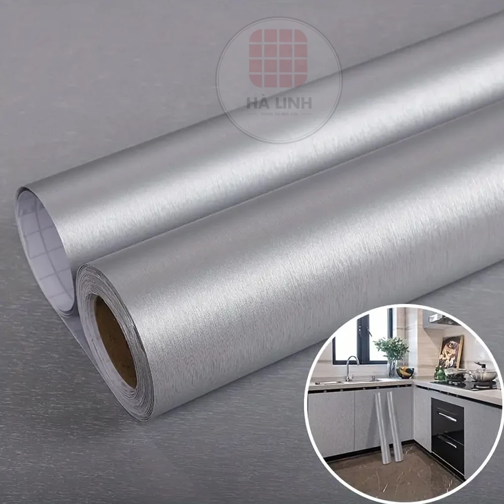 Miếng Dán Tủ Bằng Kim Loại Chống Nước Chống Dầu Màu Vàng / Bạc Dày Dặn Tiện Dụng Cho Nhà Bếp