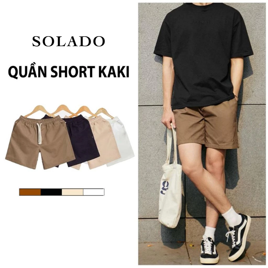 Quần Short Kaki Nam Form Đùi Cộc Cạp Chun Vải Kaki Gió Mềm Mại SOLADO QS01