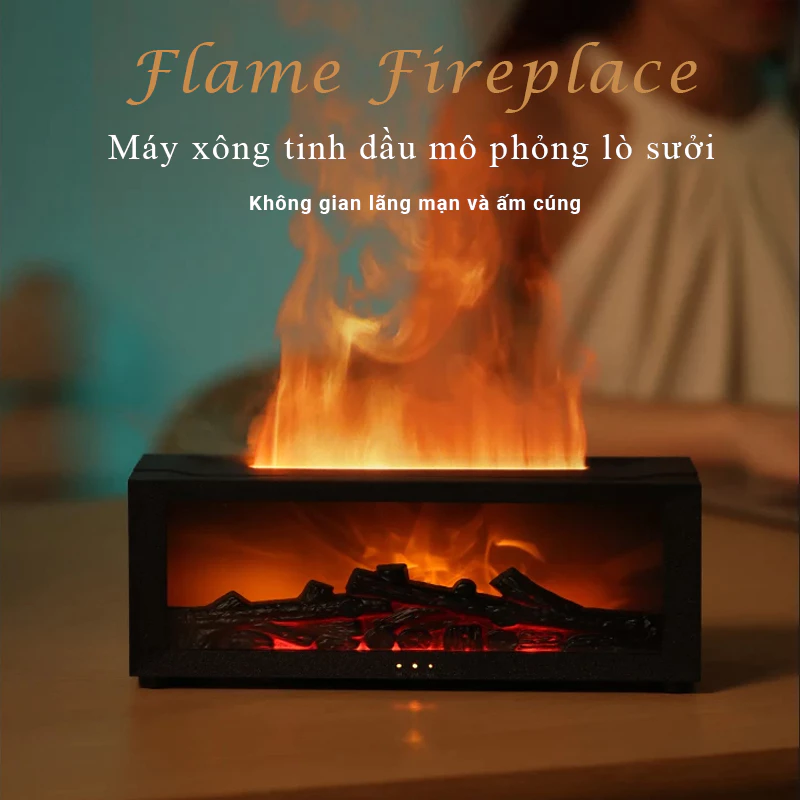 [Tặng tinh dầu] Máy xông tinh dầu A4 kiểu lò sưởi 3D bản 2024 - Kiểu dáng Retro - Tặng kèm tinh dầu