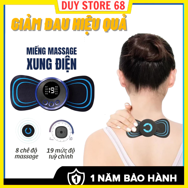 Miếng Massage Xung Điện Cổ Vai Gáy, Bắp Tay, Lưng Bằng Sung Điện Giảm Đau Nhức Hiệu Qủa -Máy Mat xa Toàn Thân 10 Chế Độ