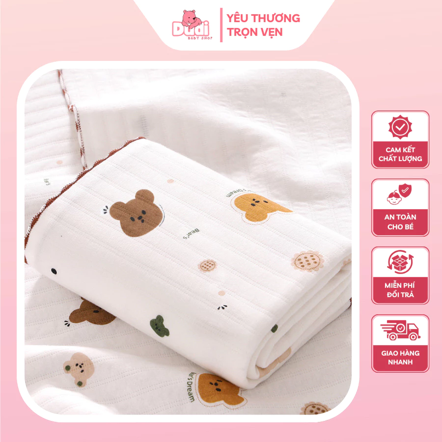 [Siêu sale 11/11] Khăn tắm, khăn quấn đa năng Cottton Organic 4 lớp chất vải mềm mại, dùng quanh năm cho bé.