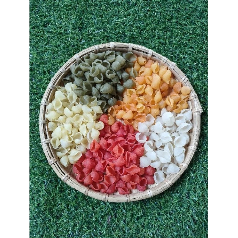 Combo 2kg Nui Rau Củ bao gồm 500g nui xoắn .500g nui dài.500g nui ngắn.500g nui sò Tặng 1 gói phở rau củ 400g