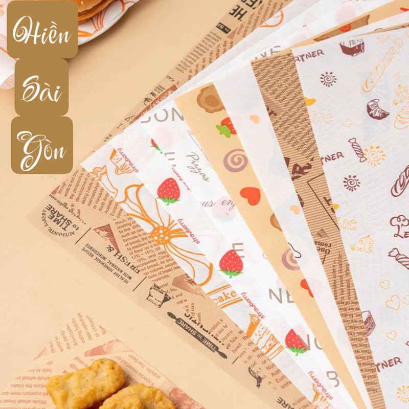 [ sấp 48- 50] Giấy gói sandwich,  gói hambuger, lót bento.