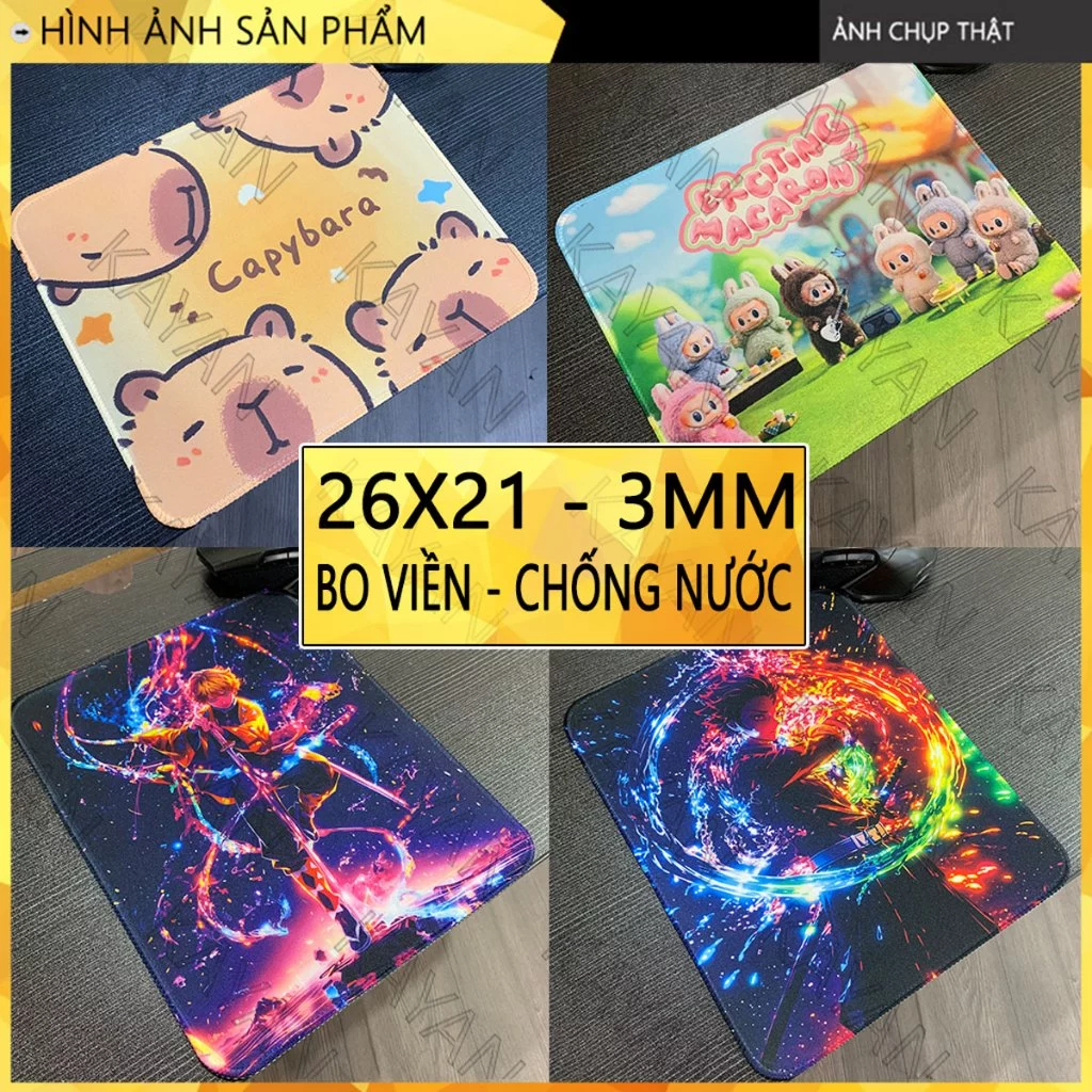Lót chuột văn phòng dễ thương cỡ nhỏ 26x21cm, dày 3mm, có bo viền