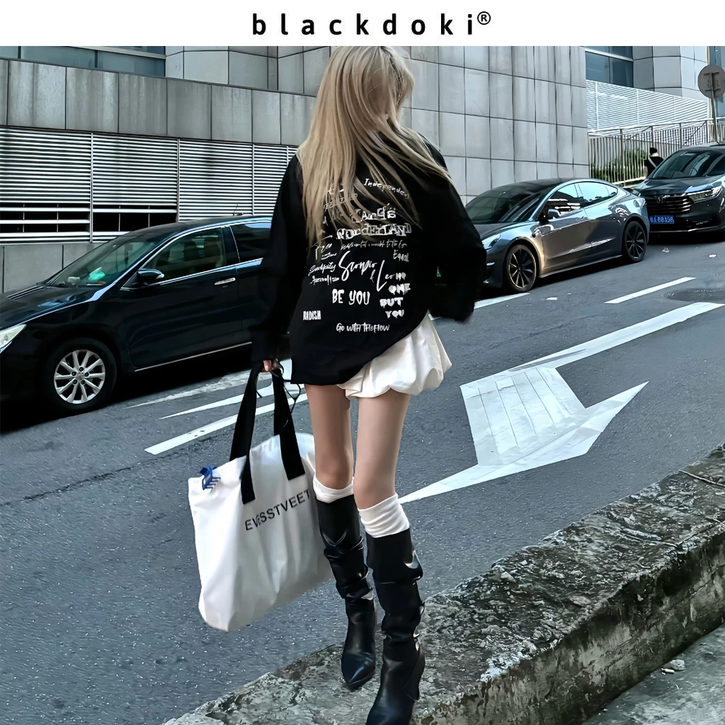 BLACKDOKI Áo thun dài tay BE YOU , áo phông basic chất cotton dày dặn oversize cá tính
