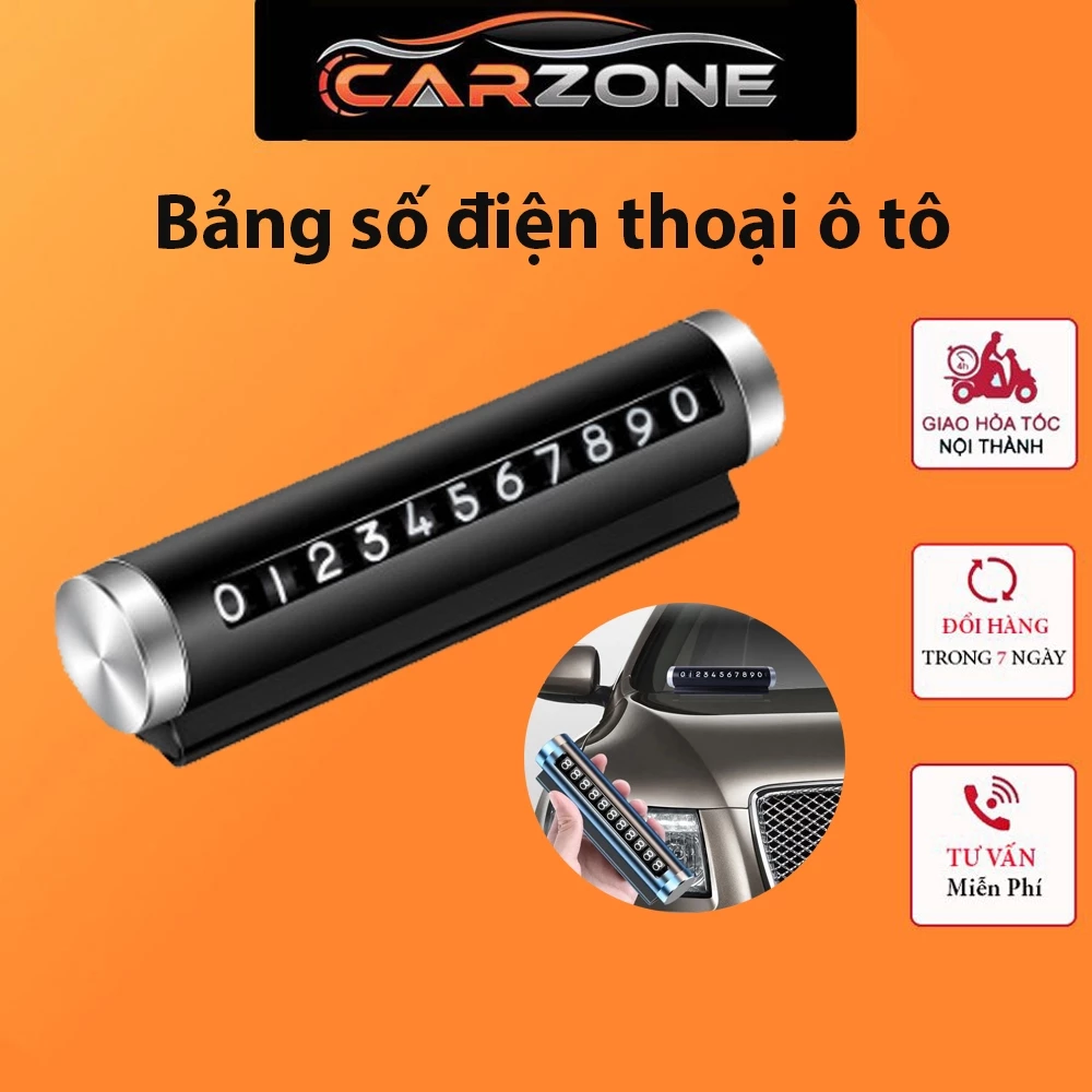 Bảng Số Điện Thoại Ô Tô 5 Màu Lựa Chọn VERSION 5 Gắn Taplo Xe Hơi - Bằng Hợp Kim Nhôm Có Thể Xoay Số Điện Thoại