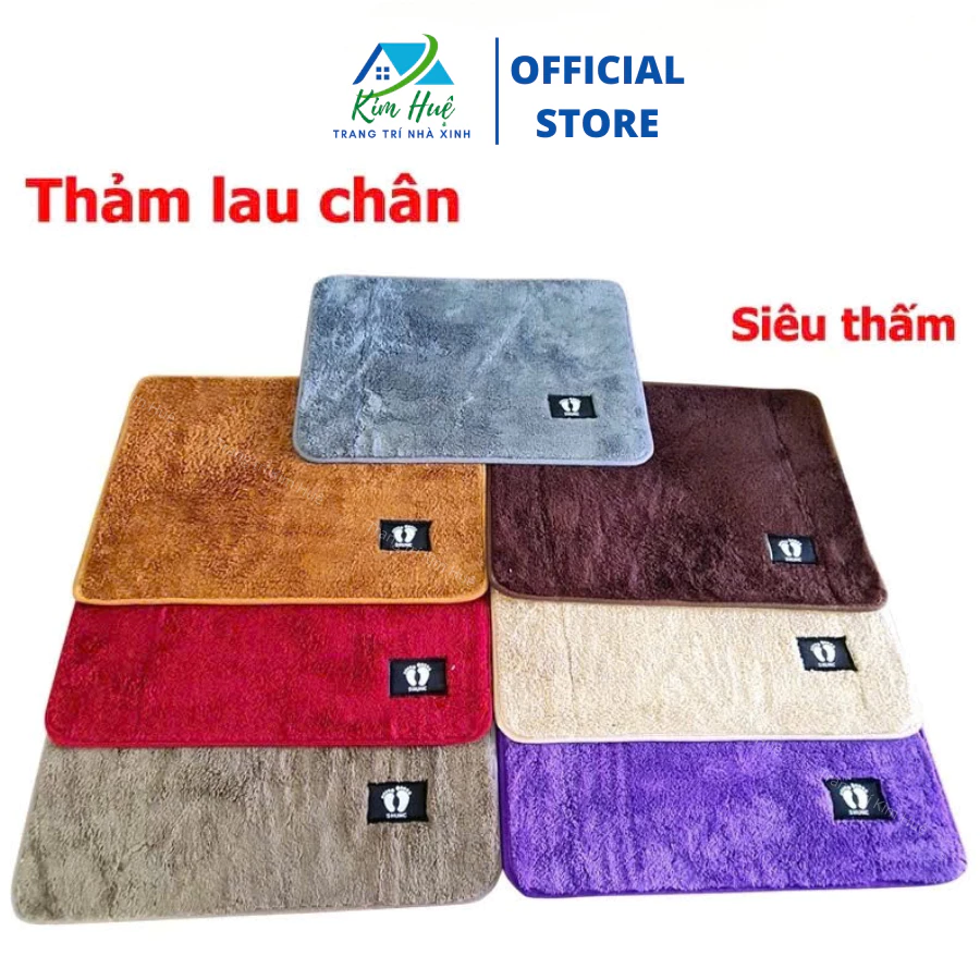 Thảm lau chân nhà tắm, thảm chùi chân nhà bếp lông cừu len mềm đế cao su thấm hút nước chống trượt 3d Kim Huệ CLM04