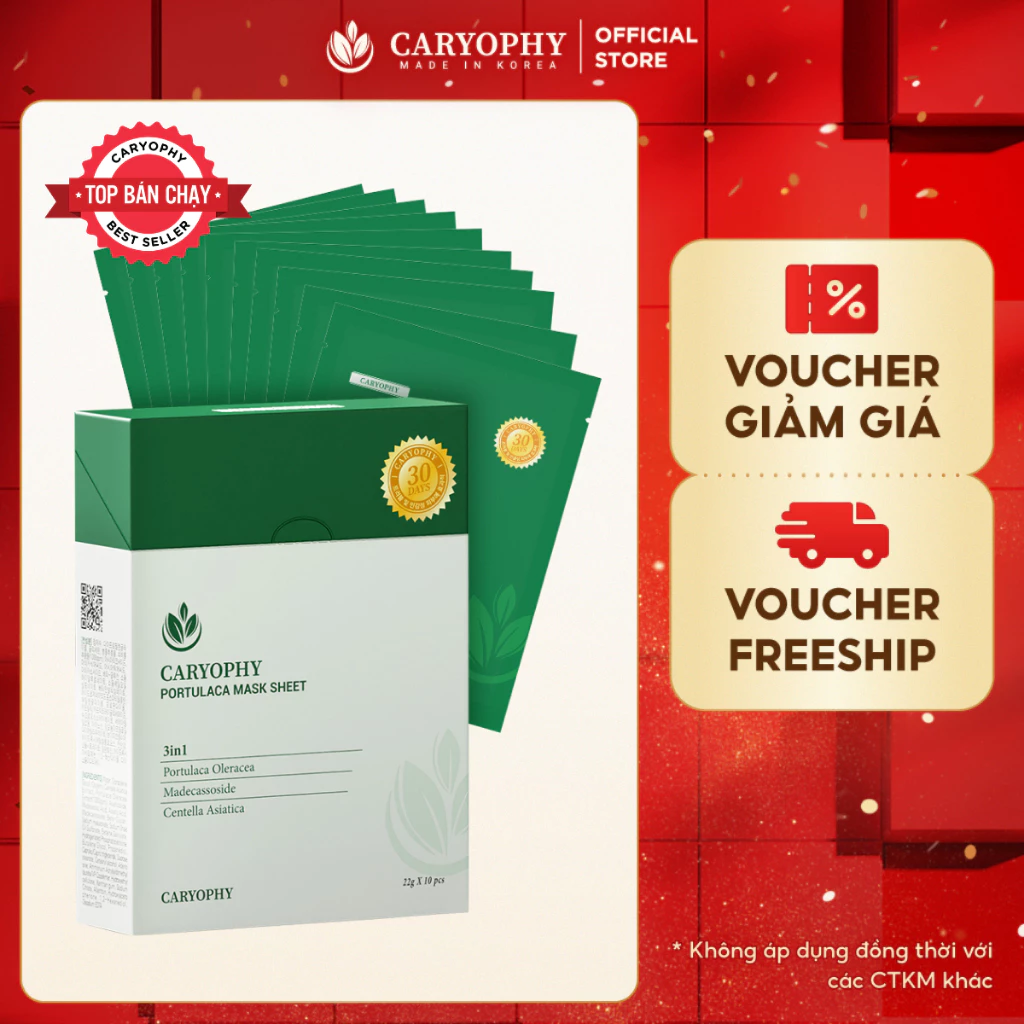 Hộp 10 miếng mặt nạ dưỡng da Caryophy 22gx10 (Caryophy Portulaca Mask Sheet)