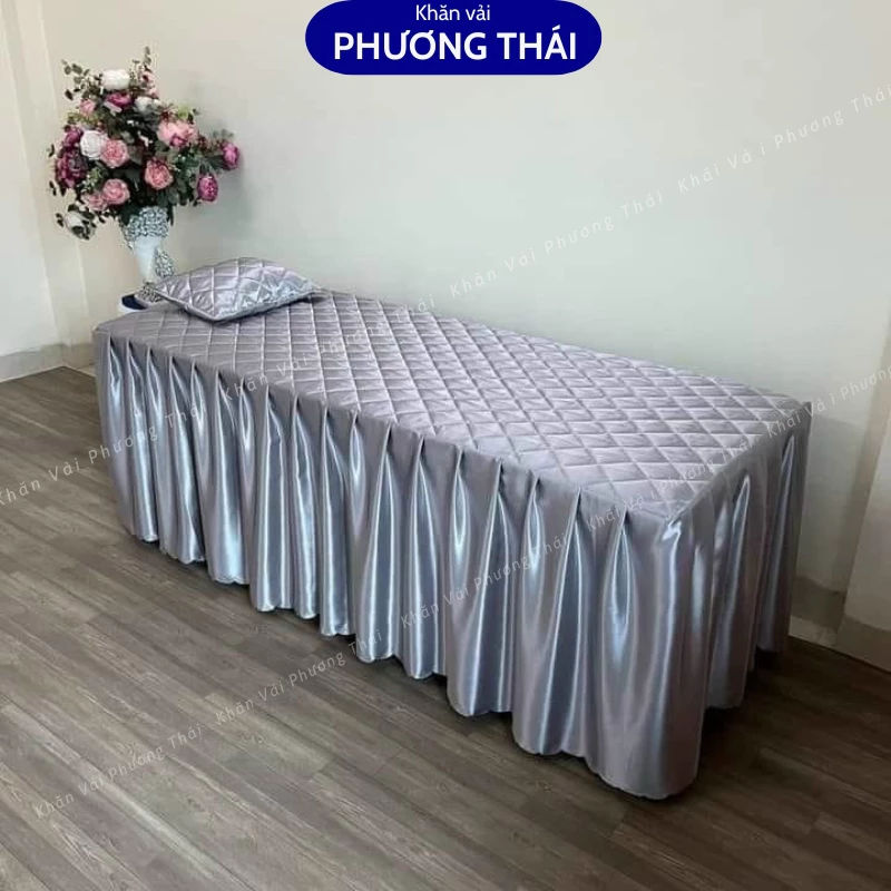 Ga giường spa phi lụa trần bông may theo số đo, mẫu mới