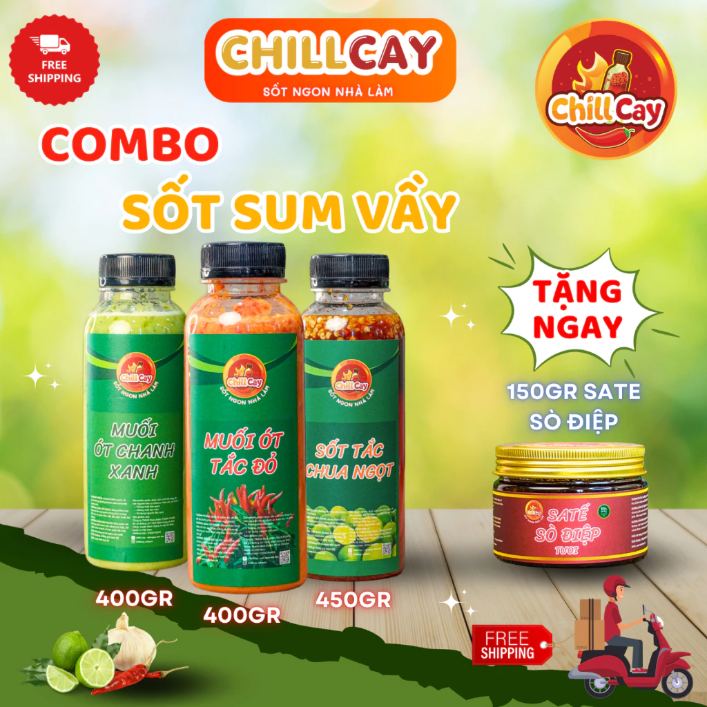 Combo 3 Hũ Muối ớt xanh, muối ớt đỏ, sốt tắc  400g nước chấm,sốt trộn gỏi,chấm gà, hải sản,đồ nướng Siêu Ngon