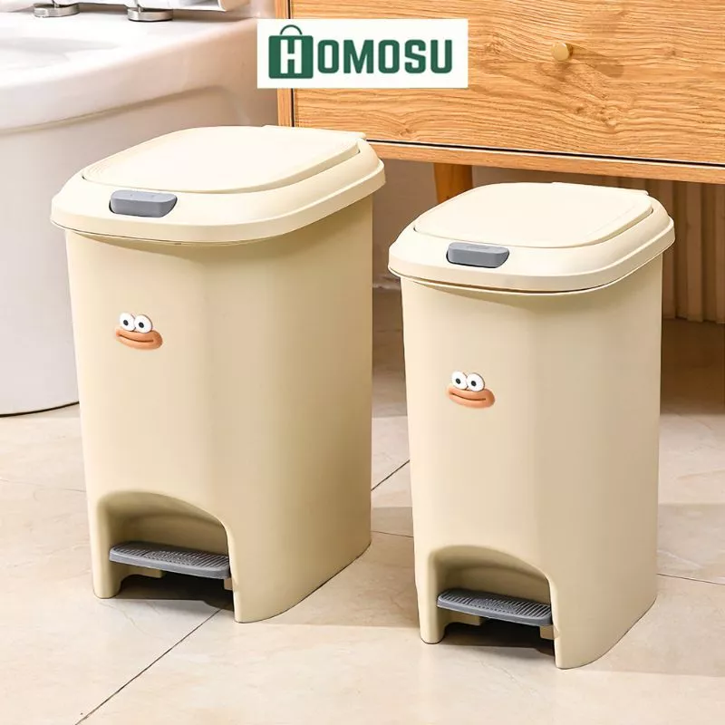 Thùng Rác Đạp Chân, Thùng Đựng Rác Kem Sữa Sang Trọng, Thùng Rác Có Nắp Chống Mùi Dùng Gia Đình, Văn Phòng Tr021