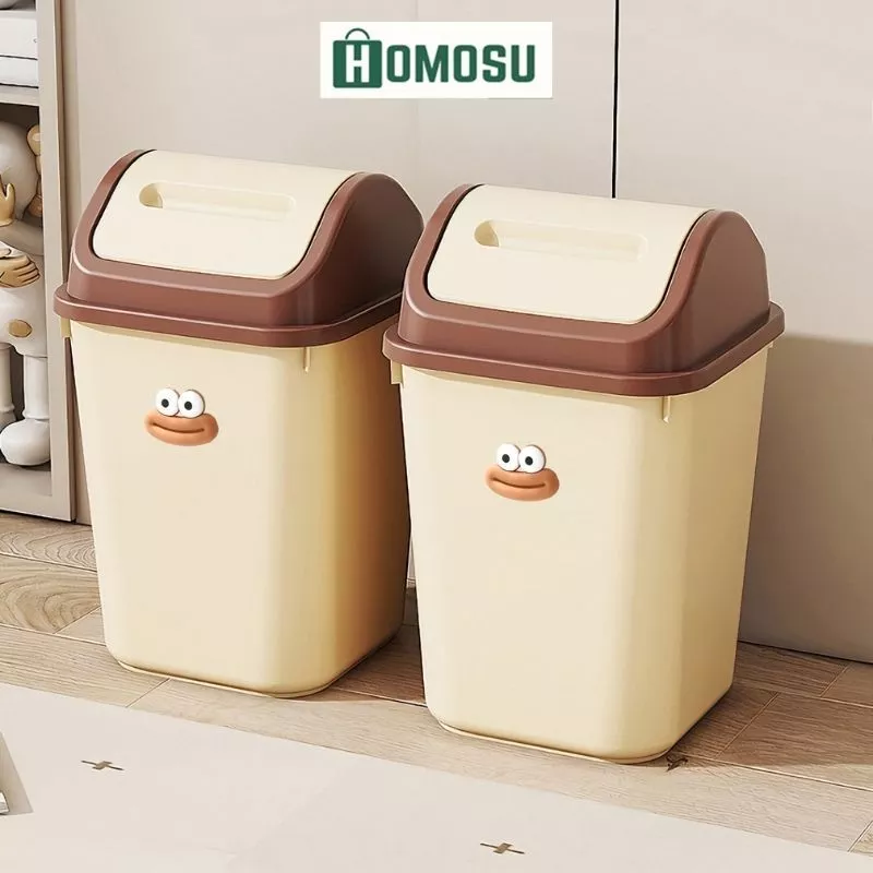 Thùng Rác Nắp Lật, Thùng Đựng Rác Nhiều Kích Thước Kèm Sticker, Màu Sắc Sang Trọng TR031
