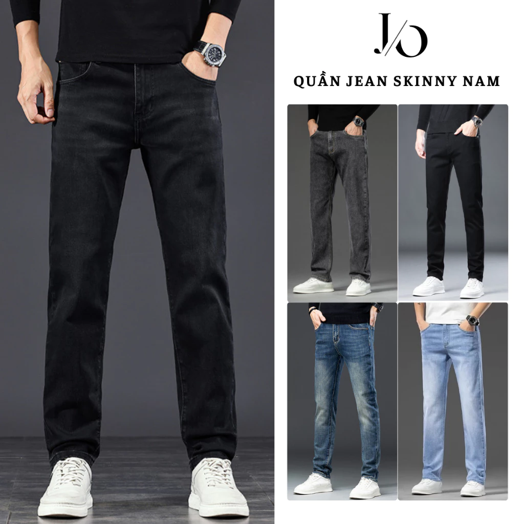 Quần Jean Skinny Nam Xám Đen Cạp Cao Co Giãn 4 Chiều Quần Jean Nam Mềm Form Đứng Dáng Dài BIGSIZE