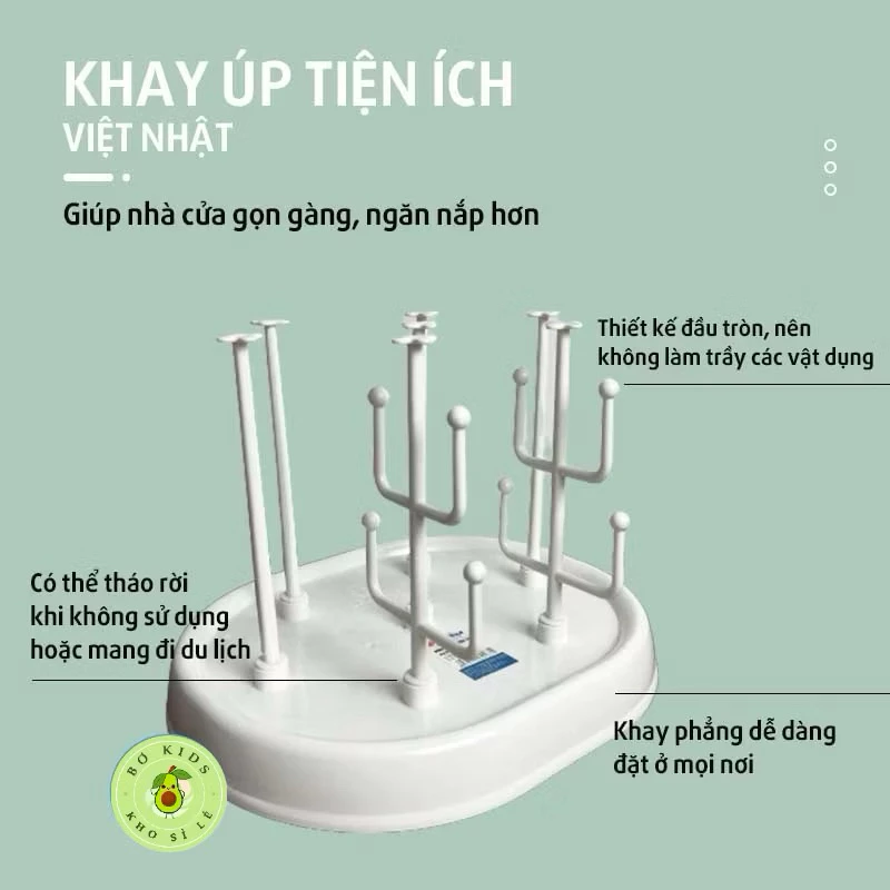Khay úp bình sữa, úp cốc nhựa Việt Nhật (5672)Khay úp tiện ích, thiết kế thông minh úp cốc, bình sữa
