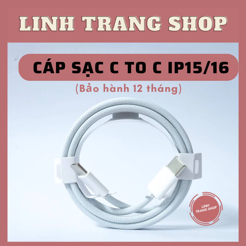(BỌC DÙ Máy15) Cáp Sạc Nhanh PD35W BỌC DÙ Chân Cắm Type C (C To C) Dành Cho Máy15 , Bảo Hành 12 Tháng