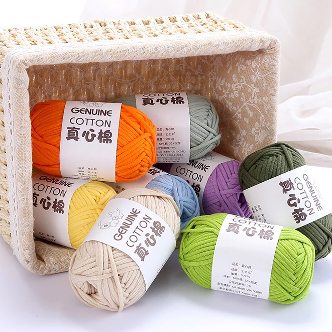 Sợi Vải Bông Móc Túi Nặng 50g Kích Thước Sợi 4mm Dùng Làm Mũ, Thú Bông Không Bị Tưa Len