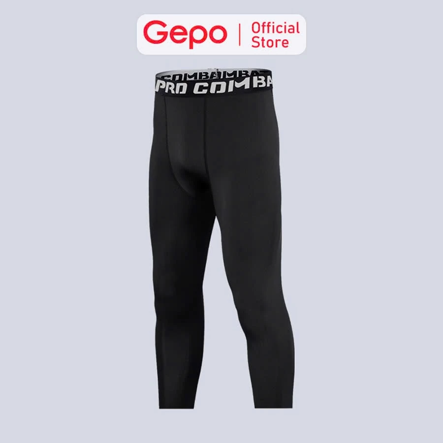 GEPO Quần Giữ Nhiệt Quần Lửng Nam Màu Đen Chuyên Tập Gym Chạy Bộ Đá Bóng