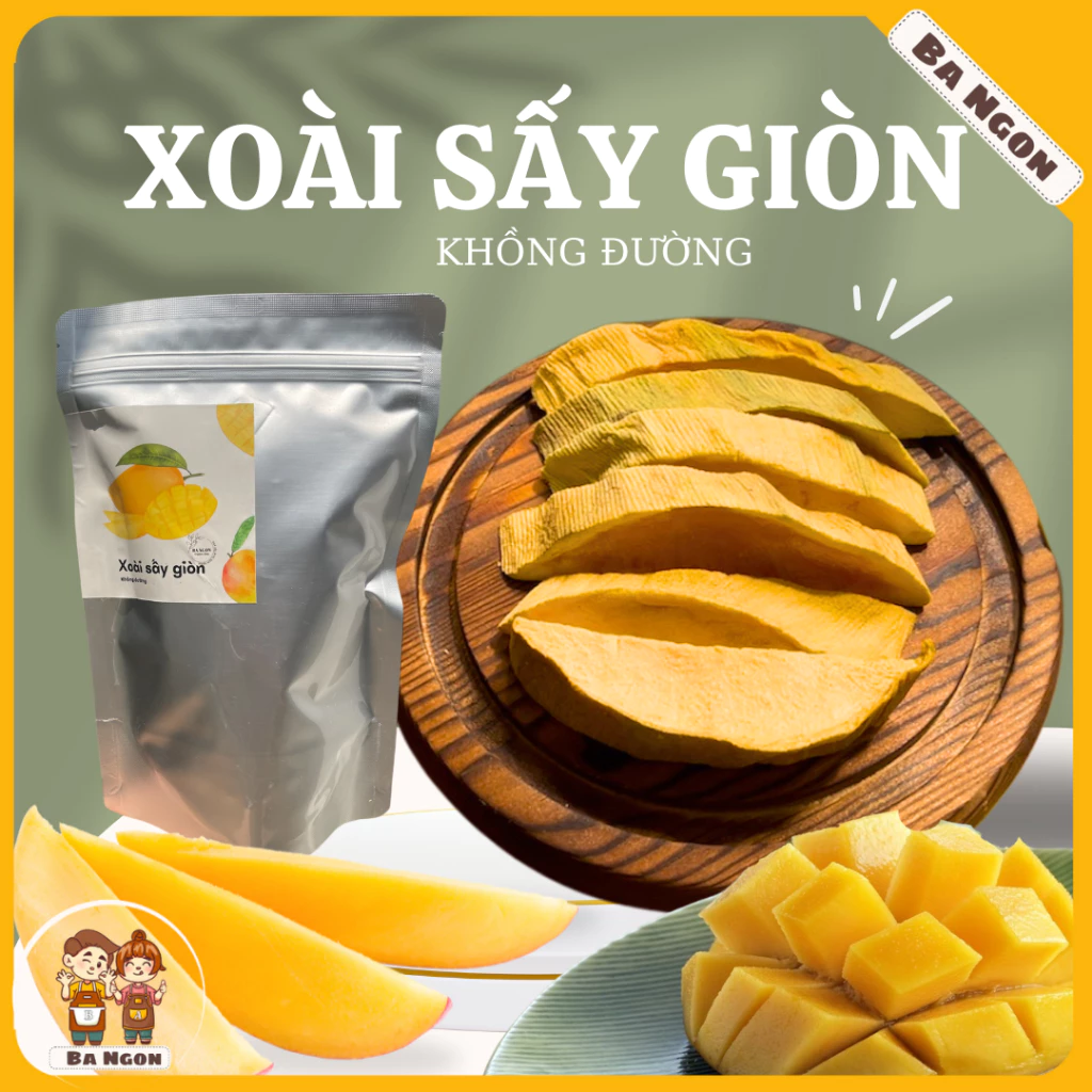 Xoài sấy giòn thăng hoa Ba Ngon - giòn xốp không đường, thơm mát lạ miệng