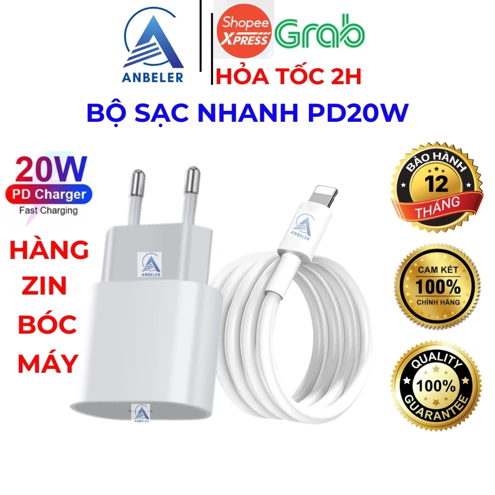 Bộ Củ Cáp Sạc Nhanh PD20W Chính Hãng Zin Bóc Máy, Sạc Nhanh Cho IP 8/X/11/12/13/14/15/16++ Bảo Hành 12 Tháng Lỗi 1 Đổi 1