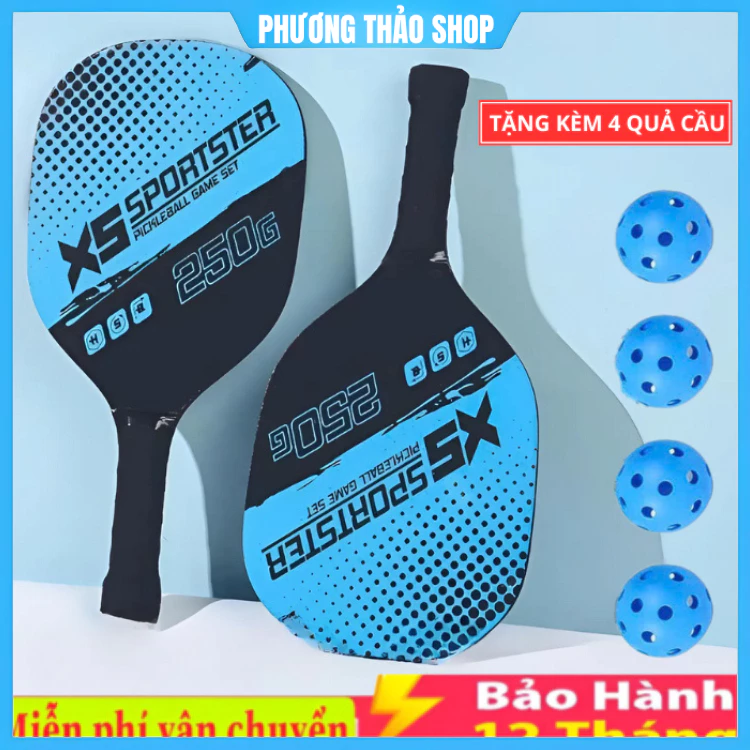 Bộ 2 Vợt Chơi Bóng Pickleball Siêu Nhẹ Cầm Nắm Chắc Chắn Kèm Túi Đựng 4 Quả Bóng cao cấp