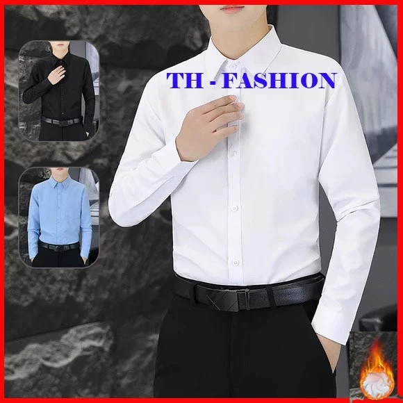 Áo sơ mi nam trắng dài tay, cổ đức, chất liệu lụa nến form áo body chuẩn, phong cách hàn quốc