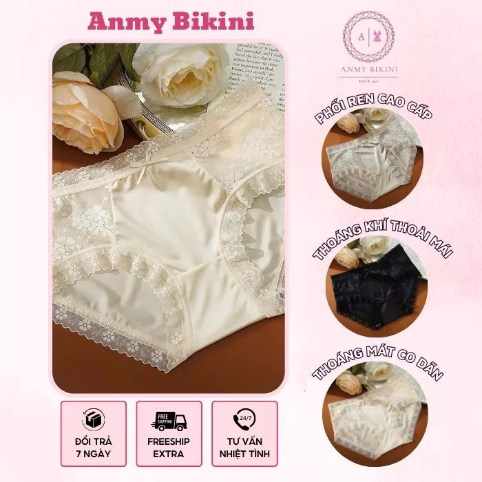 Quần Lót Nữ Su Phối Ren, Set 5 Quần Lót Nữ Cao Cấp Thoáng Mát Co Dãn Kháng Khuẩn - 8074