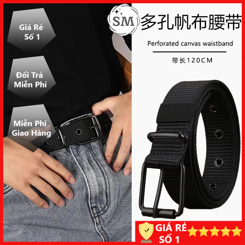 Thắt lưng nam vải Canvas phong cách đơn giản siêu bền Dây lưng nam khóa kim TLV02SM