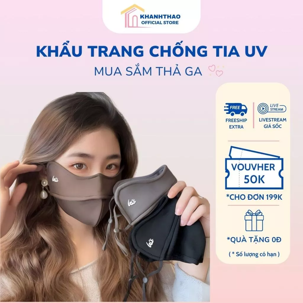 Khẩu trang chống nắng - khẩu trang chống tia uv chất lụa băng mềm mịn mát thông thoáng tặng kèm thẻ test
