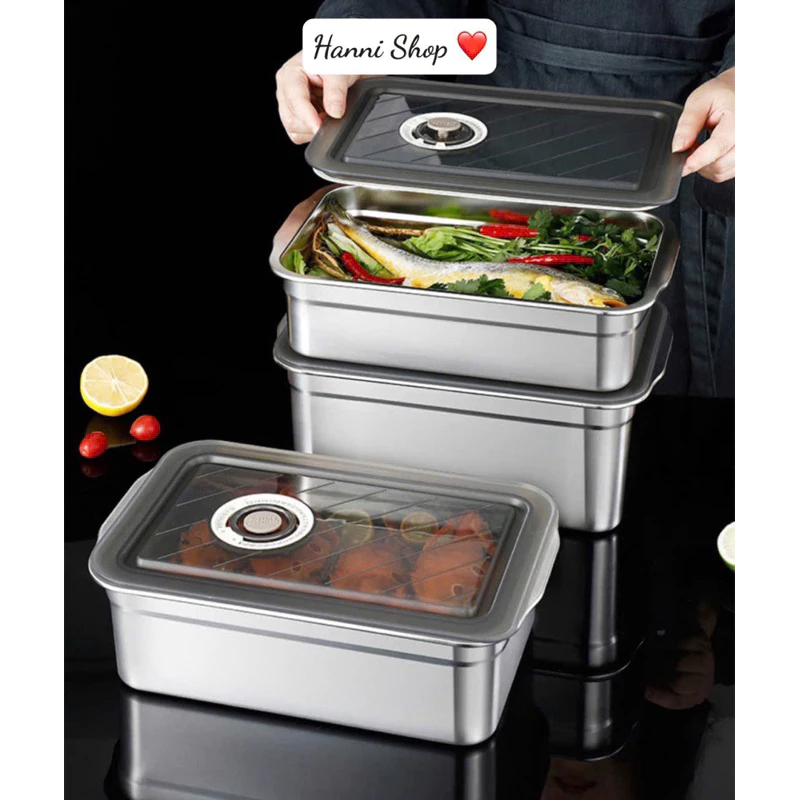 [CỠ ĐẠI] Hộp thực phẩm Inox Cao Cấp dung tích 4000ml, 5000ml, Nắp đậy có gioăng cao su tiện lợi, xịn không hút nam châm