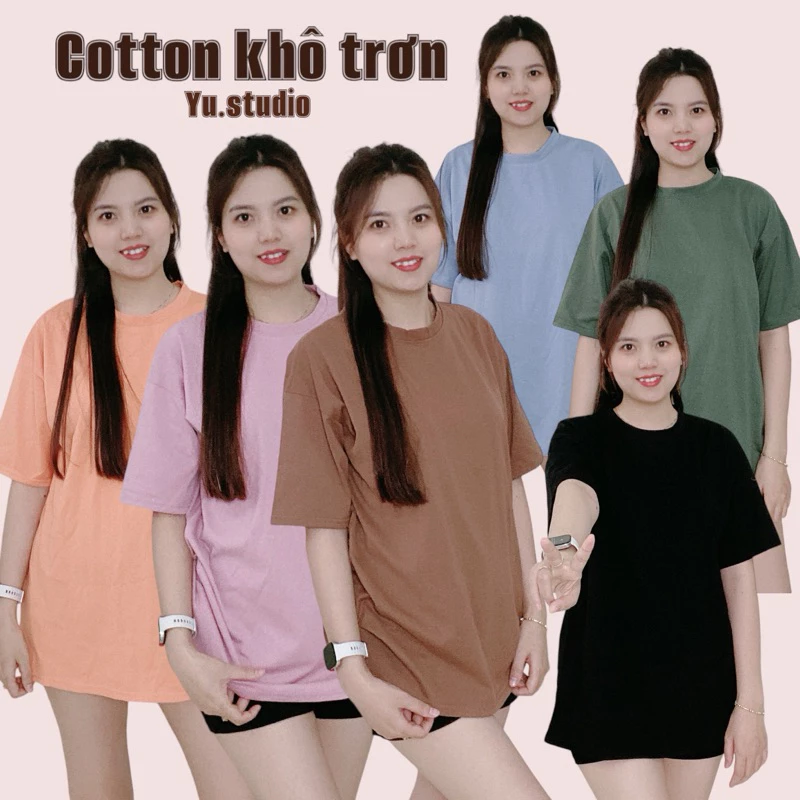 Áo thun trơn YUSTUDIO, áo 3158 cotton khô, áo thun nữ form rộng unisex chất cotton thoáng mát, thấm hút mồ hôi