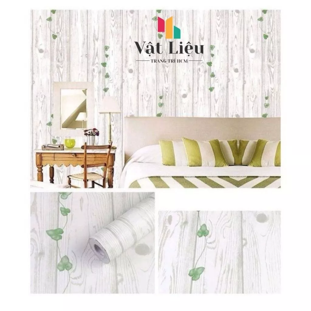 Giấy Dán Tường Gỗ Xám Dây Leo Mới Nhất