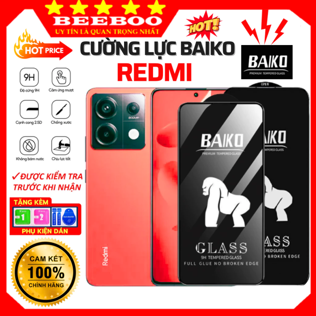 Cường lực Redmi Note 13 14C 15C 15 13X 13R 13C 12R 10X A3 A5 7 8 8A 12 Turo K60 K70 K60E K70E Pro Ultra Baiko