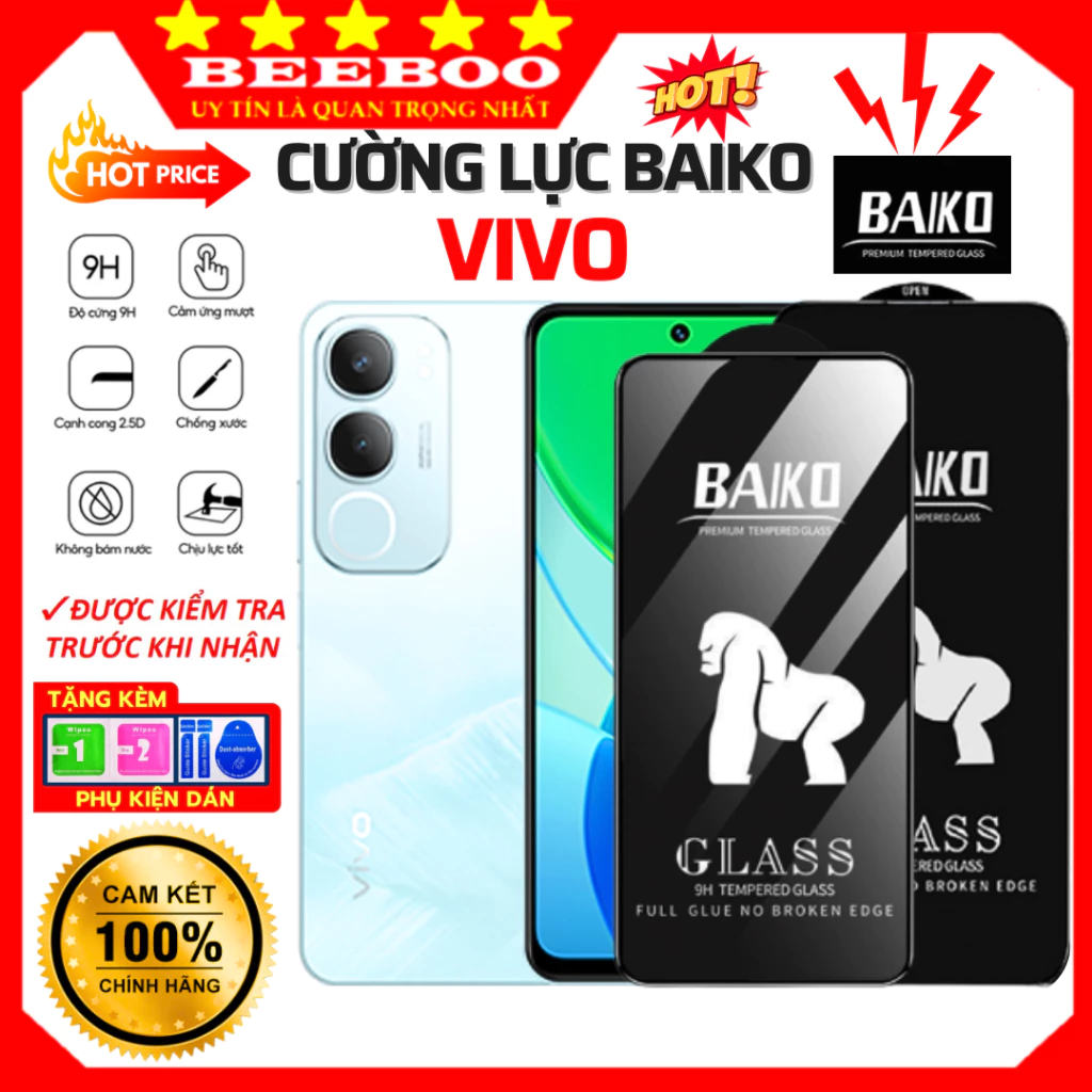 Cường lực Vivo Y19s Y19s Pro V40 Lite Y28 Y39 5G Y100 Y02 Y02T Y03 Y03T Y1s Y11 Y12 Y15 Y17 Y17s Y18 Y18s Y19 Y20 Baiko
