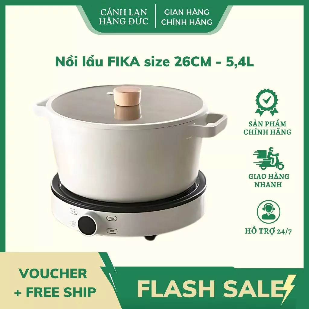 Combo Bếp Từ + Nồi Lẩu Fika Size 26cm, Dung Tích 5.4 Lít - Kèm Bếp Từ Neoflam
