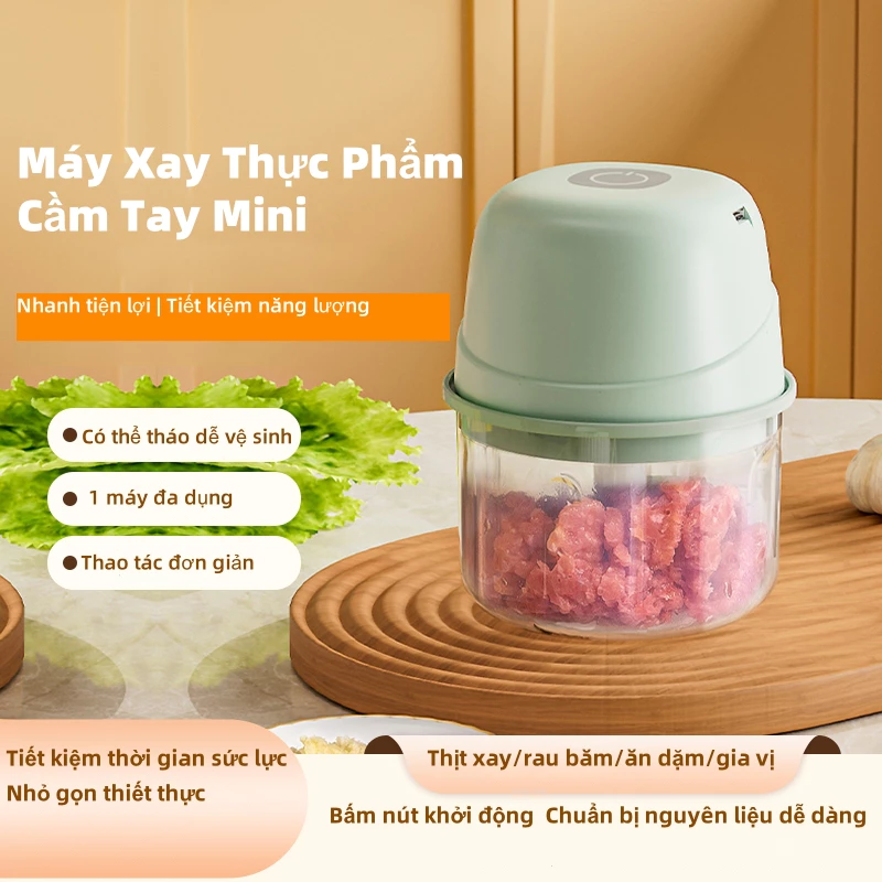 Máy Xay Mini Cầm Tay Cổng Sạc USB Đa Năng, Xay Thịt, Gia Vị, Tỏi, Ớt, Hành...