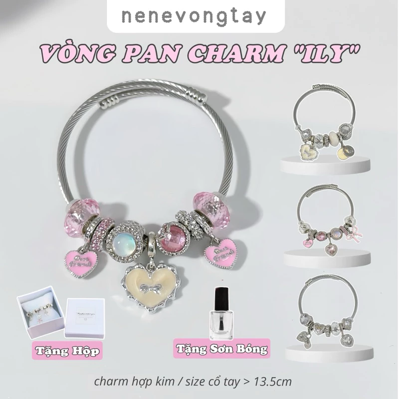 [TẶNG HỘP+Sơn] BST vòng tay Pan Charm ILY - charm hợp kim xinh xắn - phụ kiện nữ- trang sức