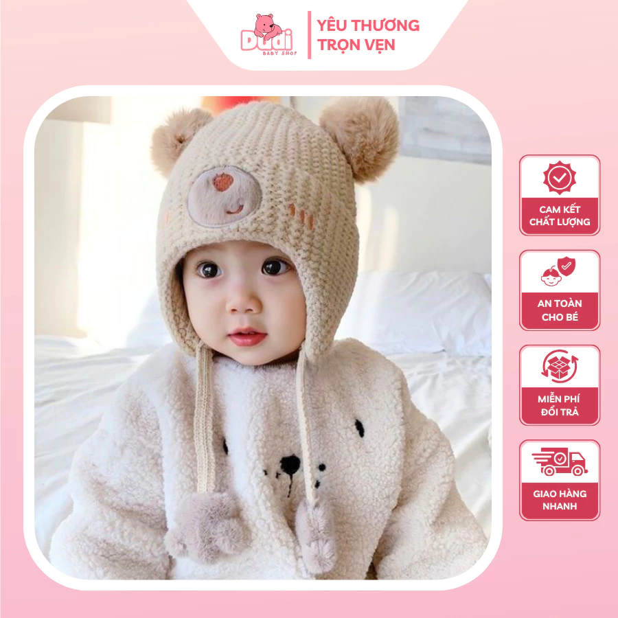 [6-24 THÁNG TUỔI] Mũ Len Cao Cấp Dày Dặn Có Bịt Tai Mùa Đông Cho Bé Ấm Áp, Khỏe Mạnh, Họa Tiết Dễ Thương - M11