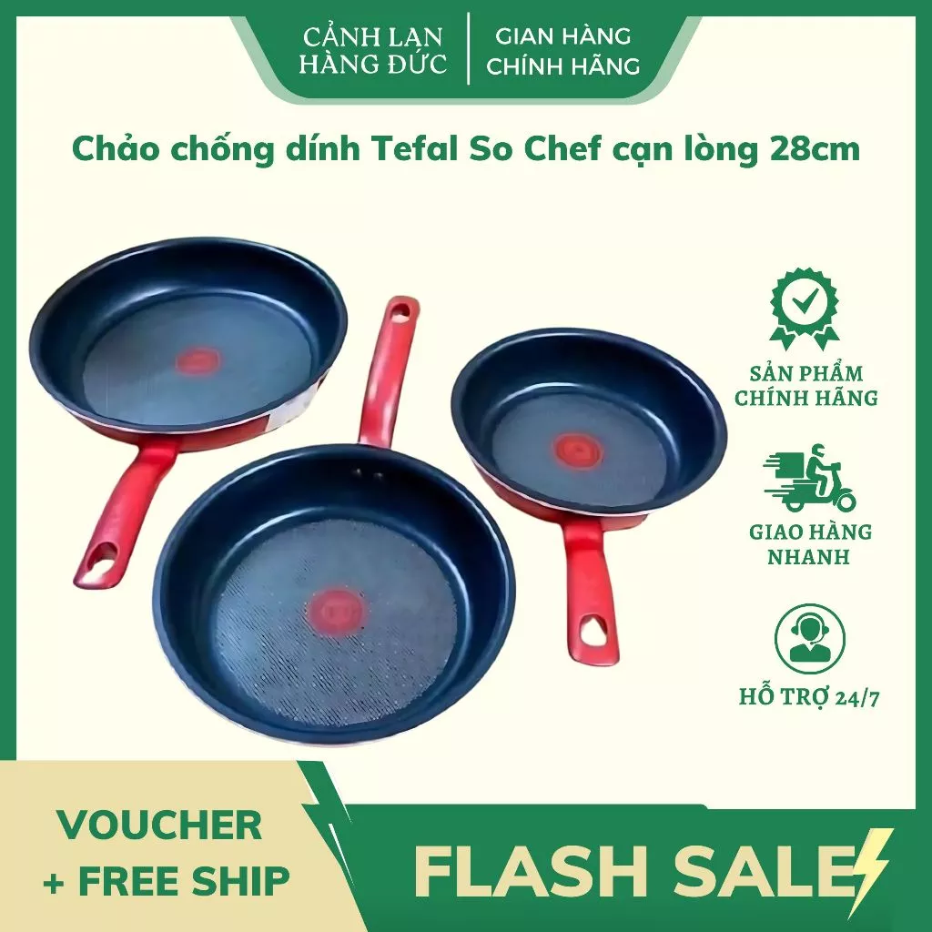 Chảo Chống Dính Tefal So Chef Cạn Lòng 28cm chống dính 3 lớp Titanium bền bỉ chống trầy xước