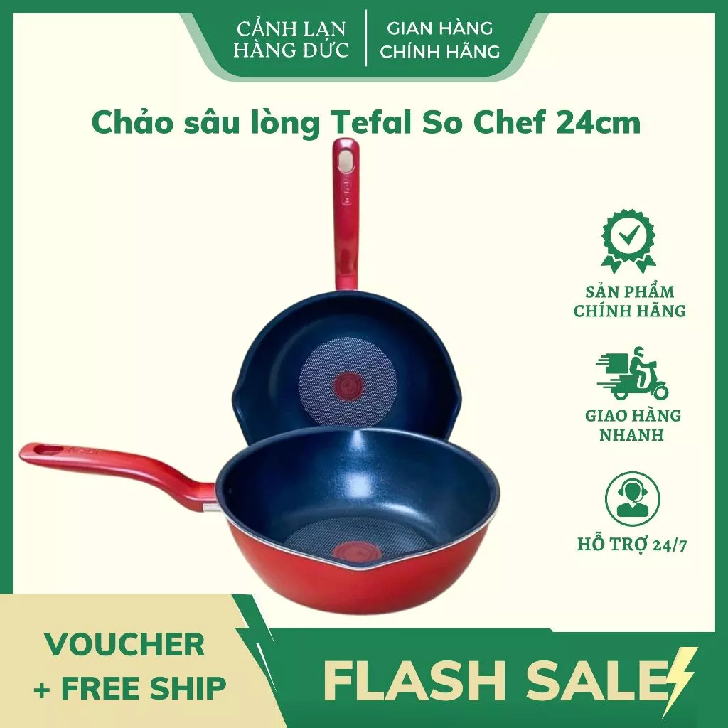 Chảo Sâu Lòng Tefal So Chef 24cm Công nghệ chống dính Titanium bền bỉ không chứa PFOA đảm bảo an toàn