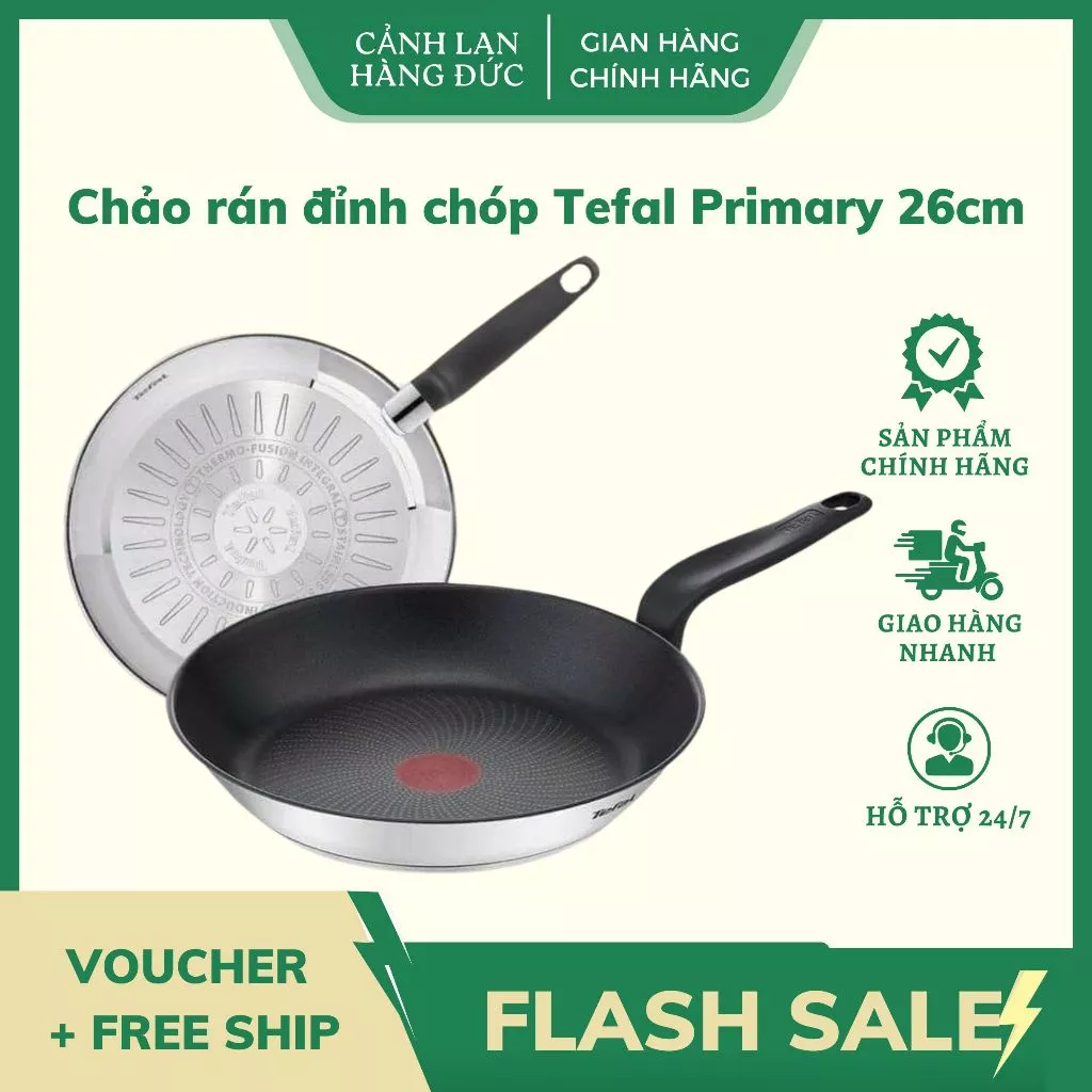 Chảo Rán Đỉnh Chóp Tefal Primary 26cm Chất liệu Inox cao cấp chống dính Titanium