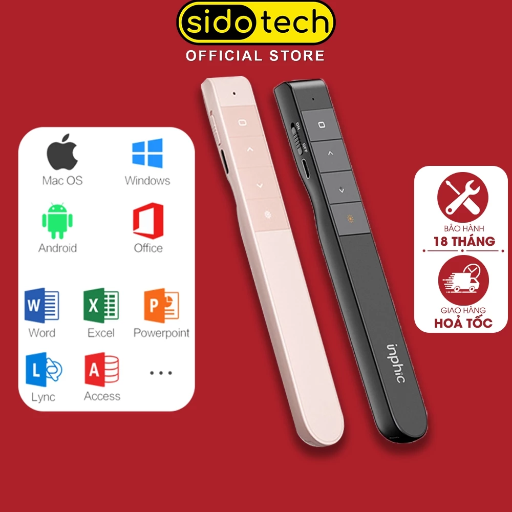 Bút trình chiếu powerpoint SIDOTECH PL1H laser thuyết trình chuyển slide lazer pin sạc nhỏ gọn
