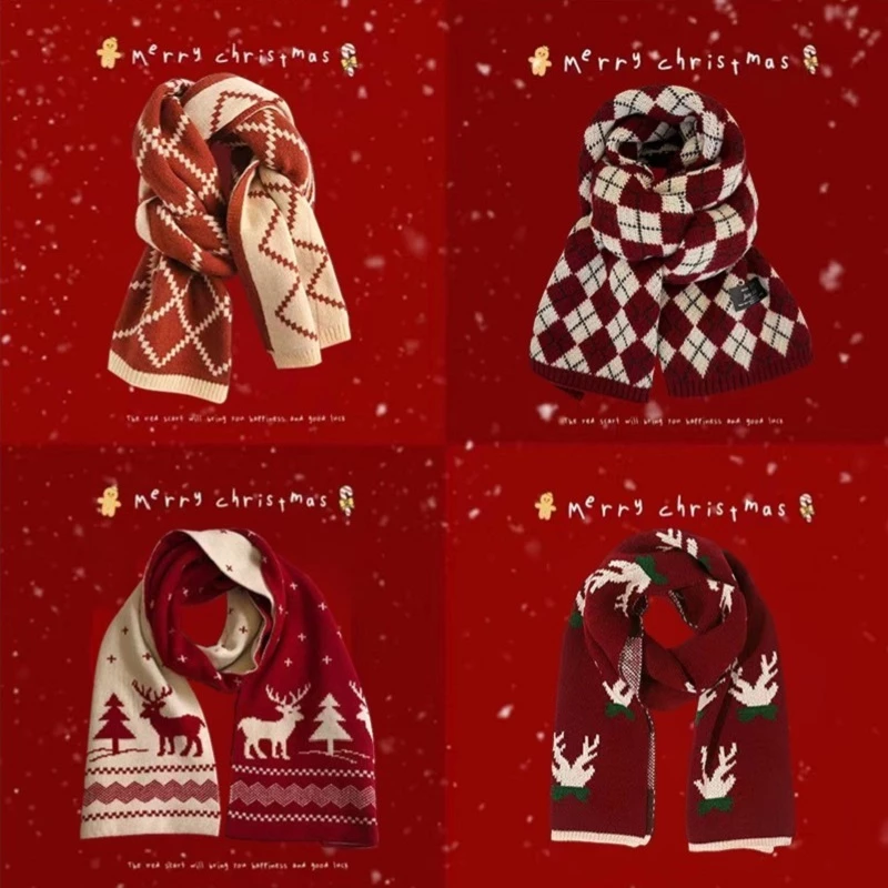 Khăn Choàng Cổ Nữ, Khăn Len Cashmere Quàng Cổ Màu Đỏ Merry Christmas 2024 Sang Trọng Giá Tốt - KHANMERY