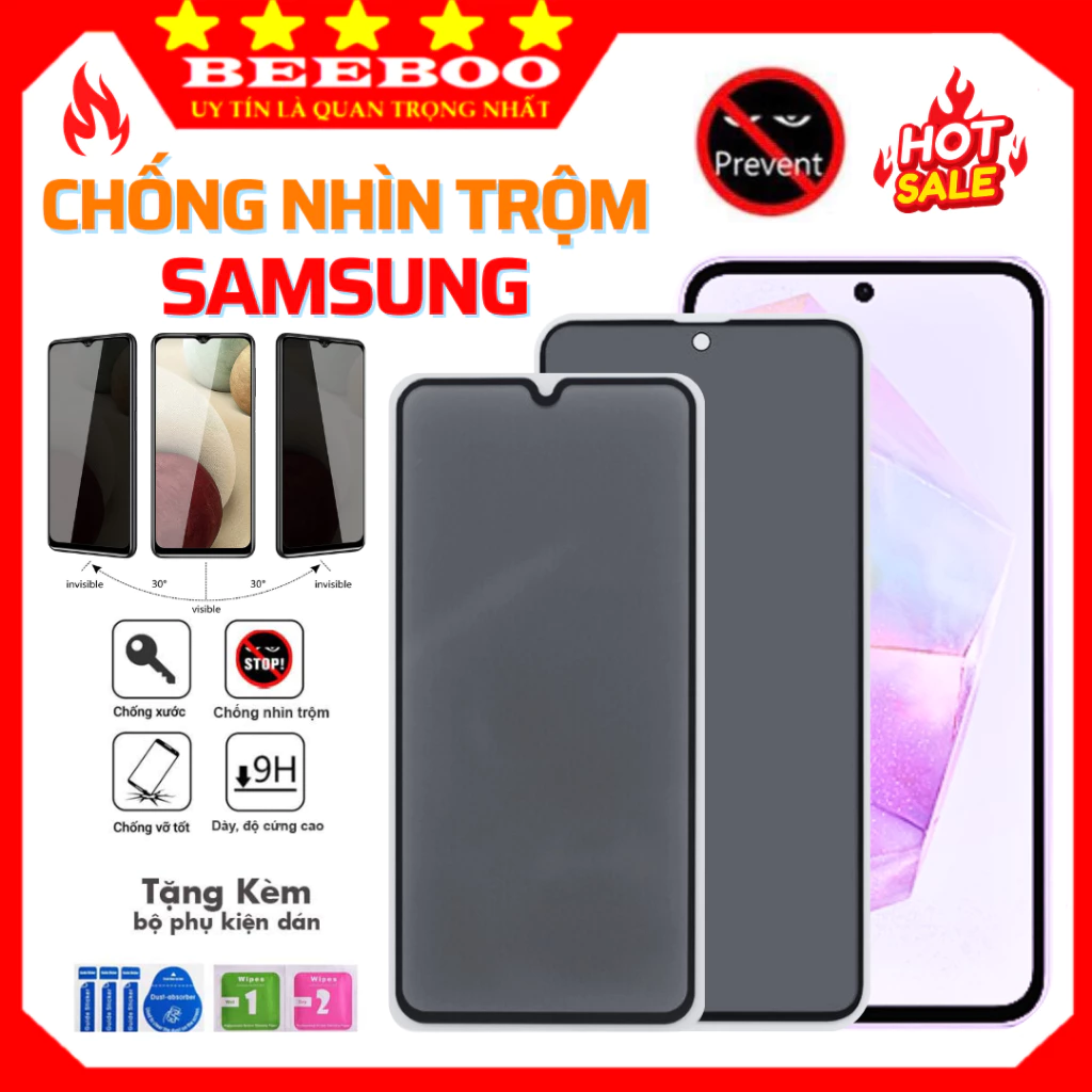 Kính cường lực chống nhìn trộm SamSung A35 A55 A50 A50s A54 A70 S20 Note 10 Lite S23 Fe M11 M12 M13 M14 M15 M21 M22 M23