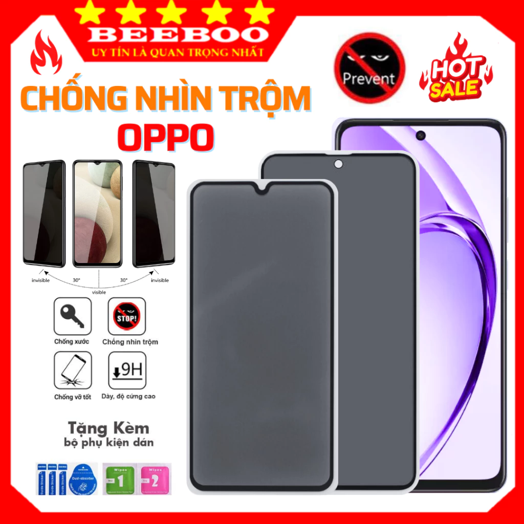 Kính cường lực chống nhìn trộm Oppo Reno 11F 12F 8T 4G 3 2 Pro F11 K3 A96 A58 A60 A73 A74 A76 A79 A91 A92 A93 A55 A54