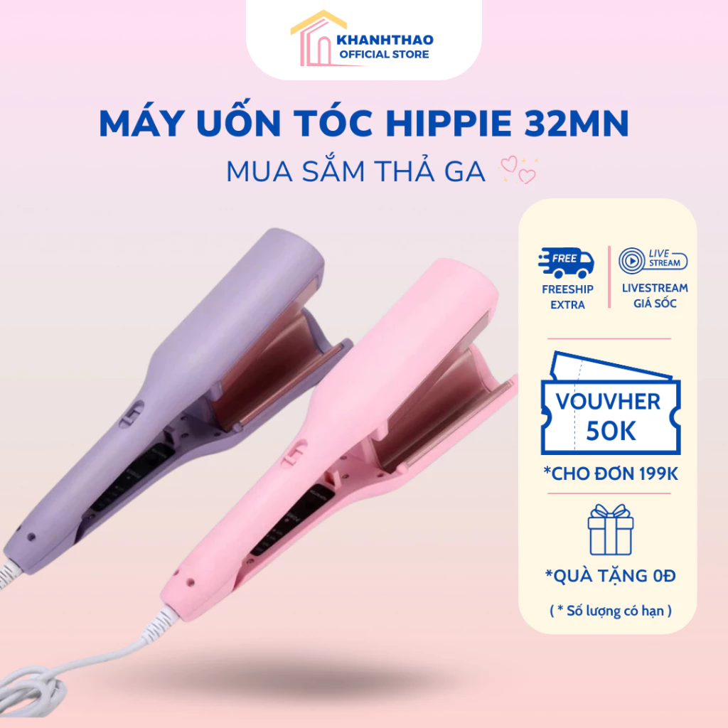 Máy Uốn Tóc Xoăn Sóng Nước Hippie 32mm Chất Liệu Gốm Sứ Ceramic Cao Cấp, Máy Làm Xoăn Sóng Nước Chỉnh Nhiệt - K209