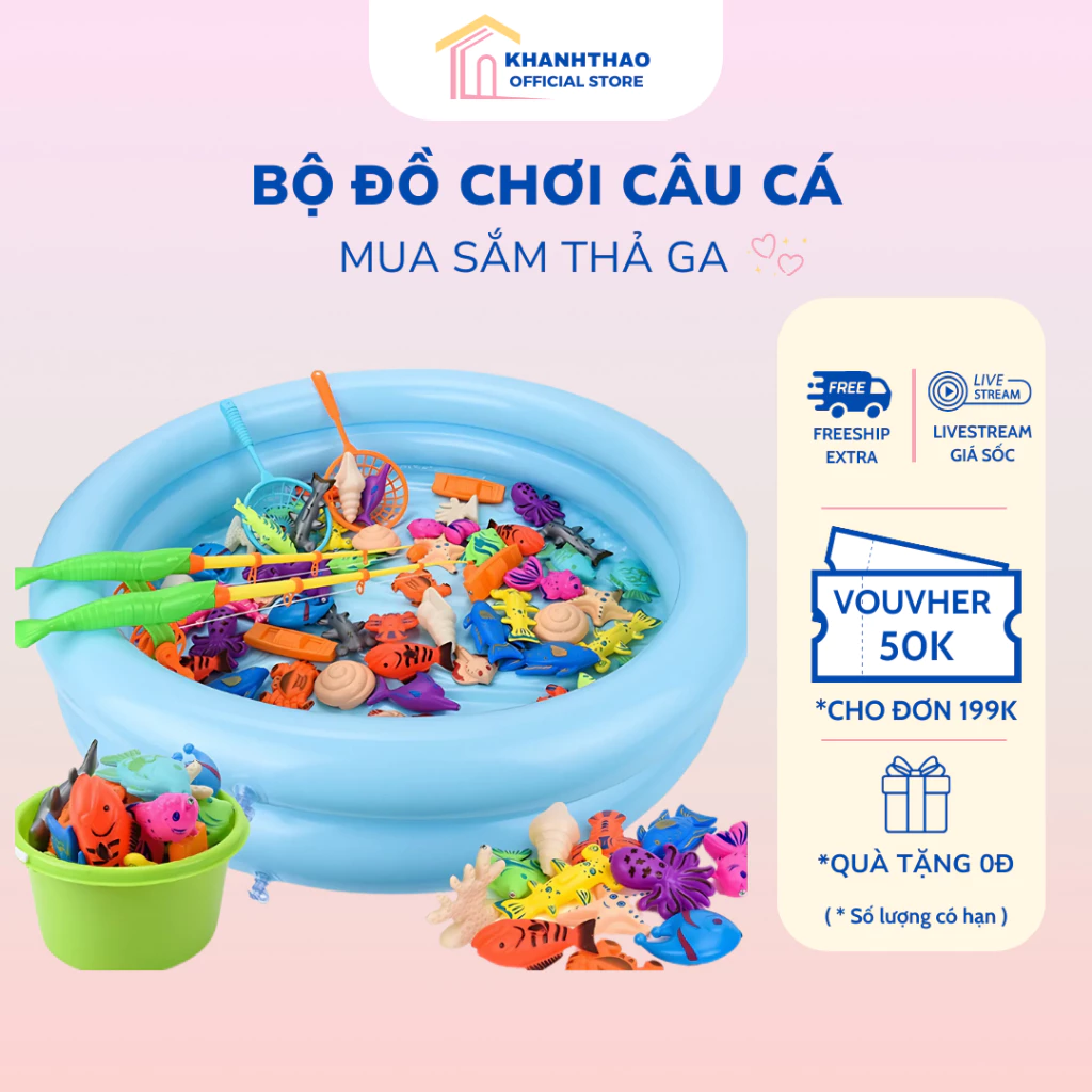Bộ đồ chơi câu cá cho bé có gắn nam châm bao gồm cần câu nhựa cao cấp, độ bền cao, an toàn cho trẻ - K209