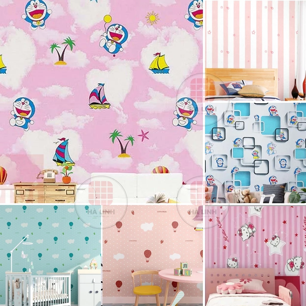 10M GIẤY DÁN TƯỜNG DORAEMON HELLO KITTY VUI NHỘN NHIỀU MẪU KHỔ 45CM CÓ KEO SẴN
