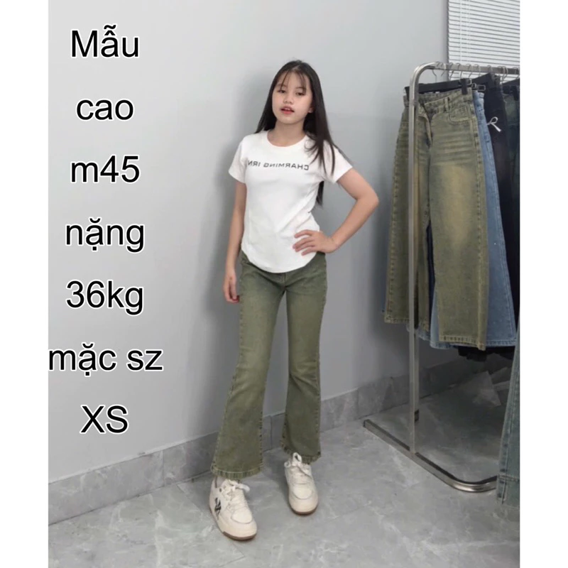 (LOE NẤM LÙN) QUẦN JEANS NỮ ỐNG LOE CHẤT CO DÃN MÀU PHỦ DƠ