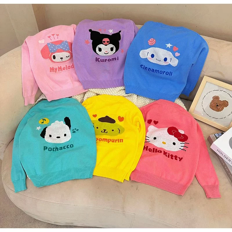 (9-30kg) Áo Khoác Cardigan Mỏng Dài Tay Thêu Hoạt Hình cho bé Gái (Loại 1)